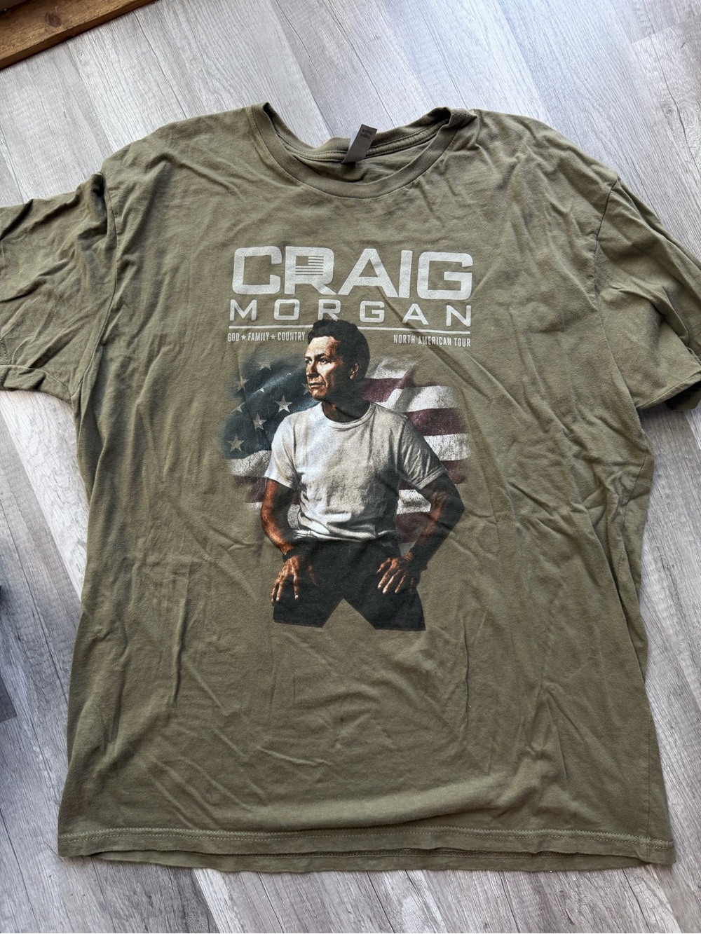 Next Level Apparel Craig Morgan Olive Green Graphic Tee
